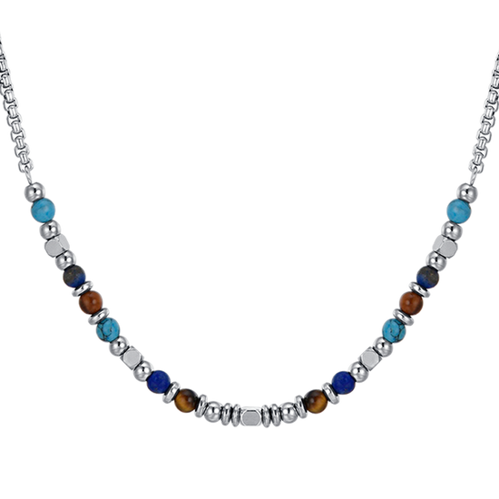 STEEL BABY NECKLACE WITH MULTICOLOR STONES