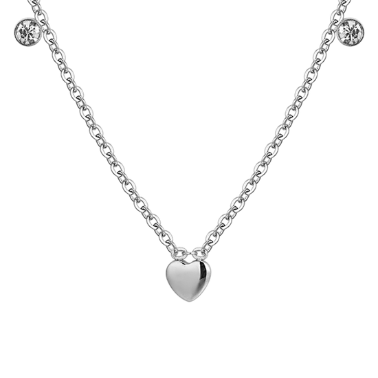 HEARTS AND CRYSTALS STEEL GIRL NECKLACE
