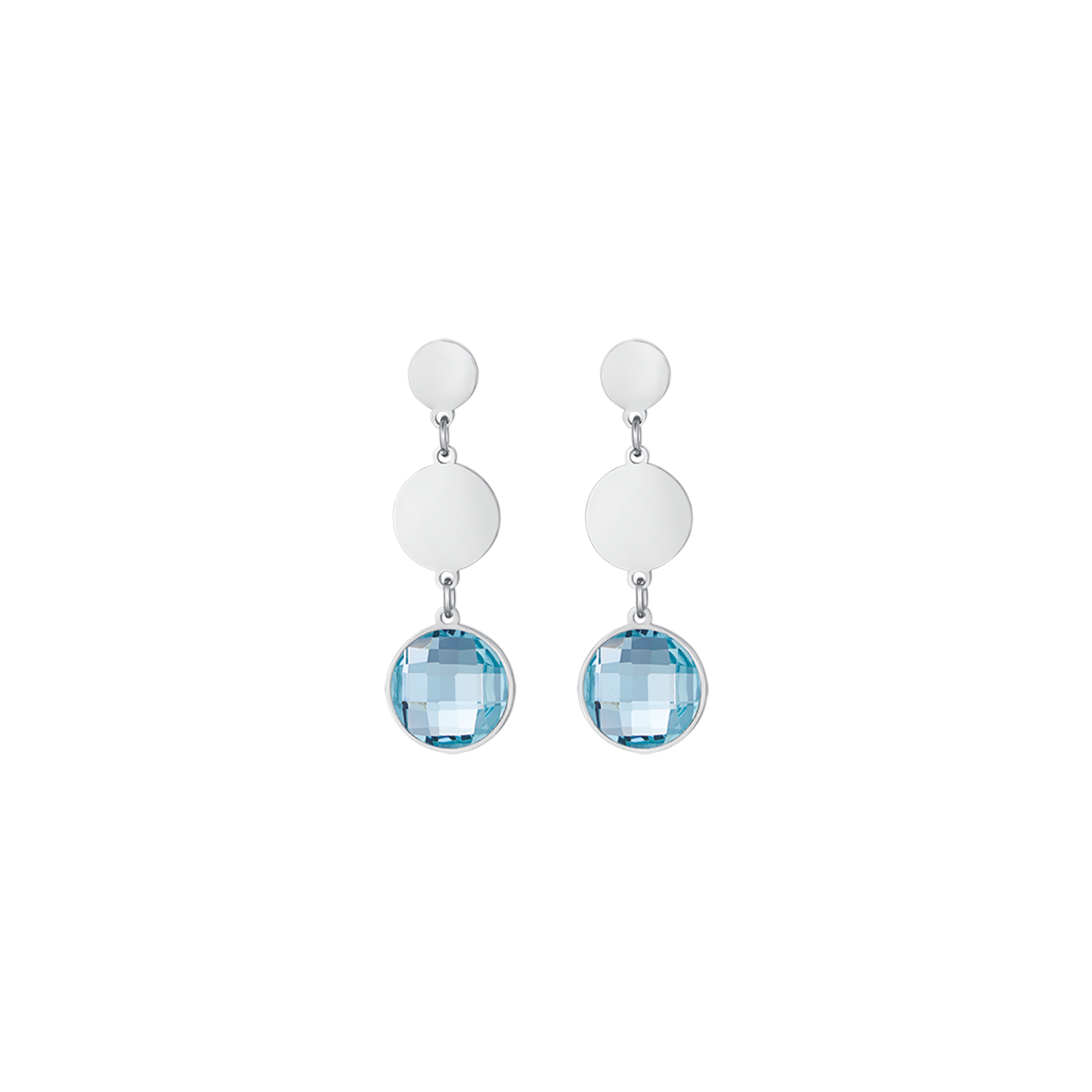 STEEL EARRINGS WITH AQUAMARINE STONES