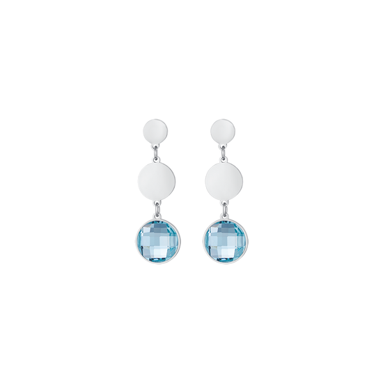 STEEL EARRINGS WITH AQUAMARINE STONES