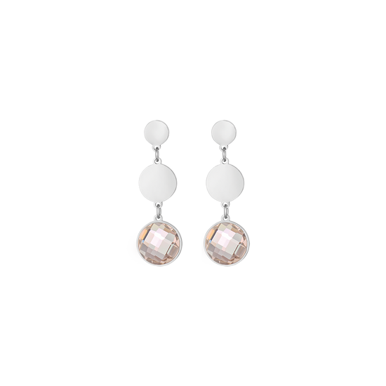 STEEL EARRINGS WITH GOLDEN SHADOW STONES