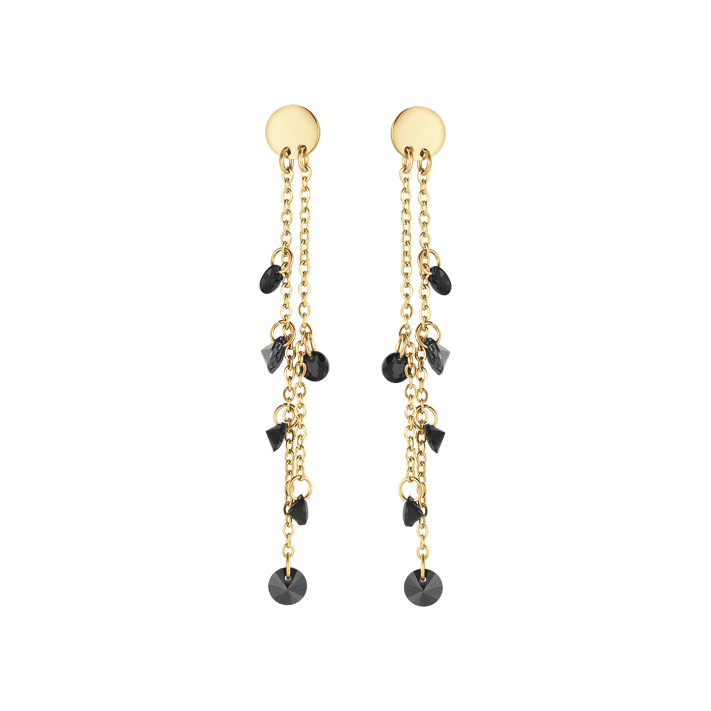 WOMAN'S EARRINGS IN IP GOLD STEEL WITH BLACK CRYSTALS Luca Barra