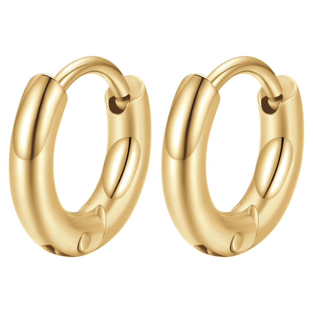 WOMEN'S GOLD-PLATED STEEL HOOP EARRINGS