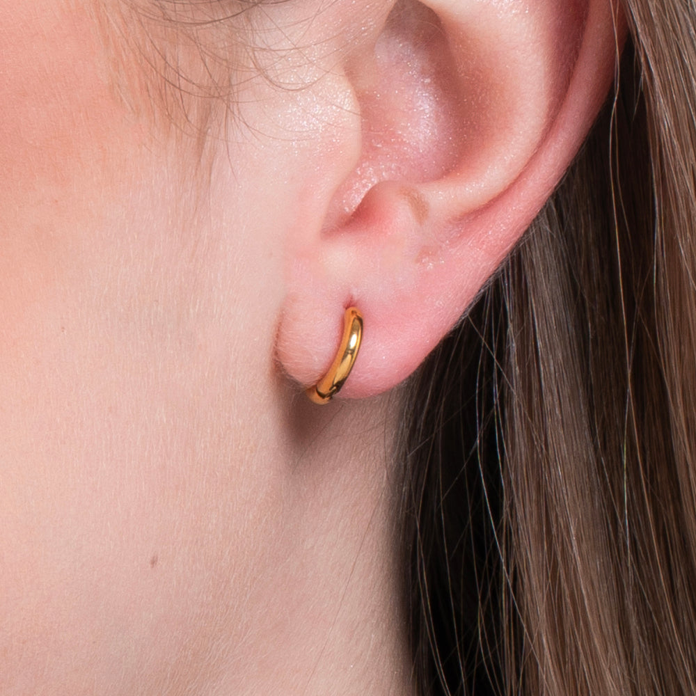 WOMEN'S GOLD-PLATED STEEL HOOP EARRINGS