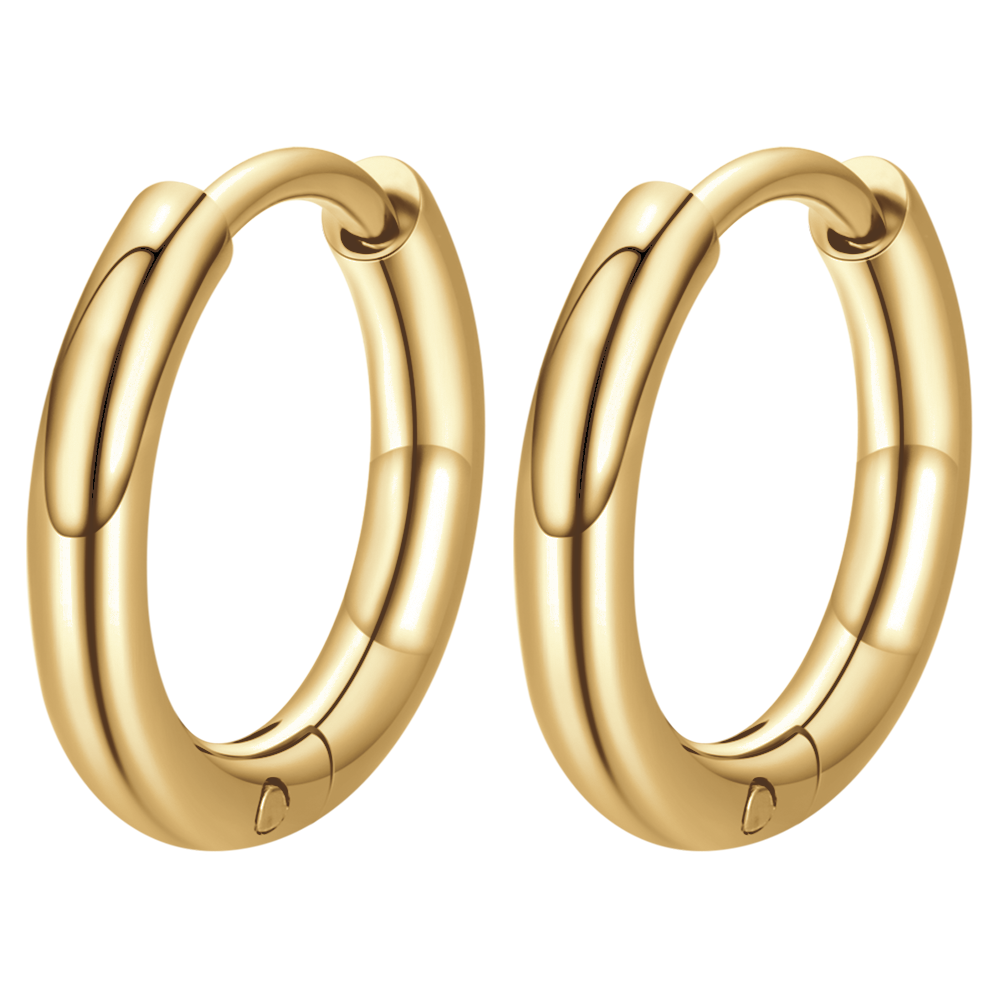 12MM GOLD PLATED STEEL LADIES HOOP EARRINGS