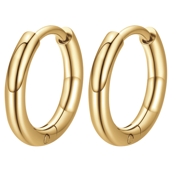 12MM GOLD PLATED STEEL LADIES HOOP EARRINGS