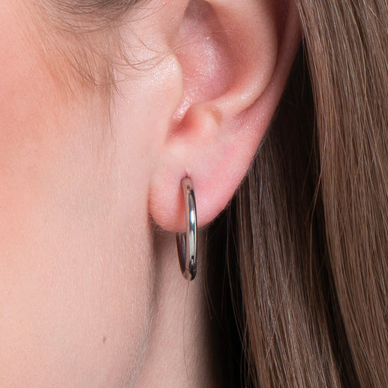 WOMEN'S STEEL HOOP EARRINGS 14MM