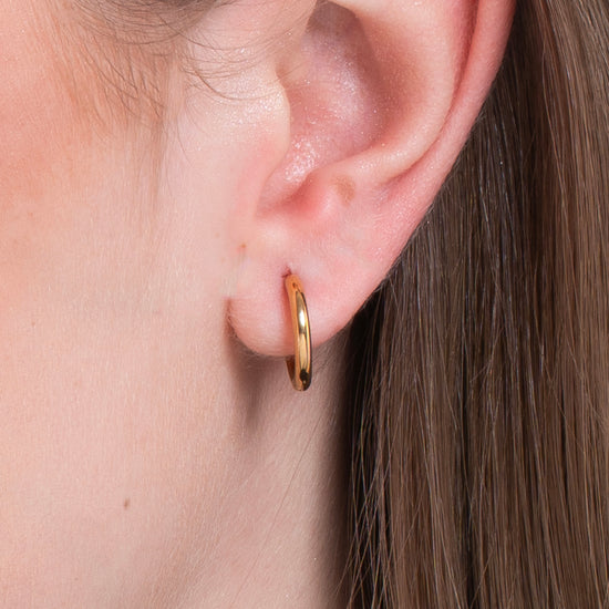 WOMEN'S GOLD PLATED STEEL HOOP EARRINGS 14MM