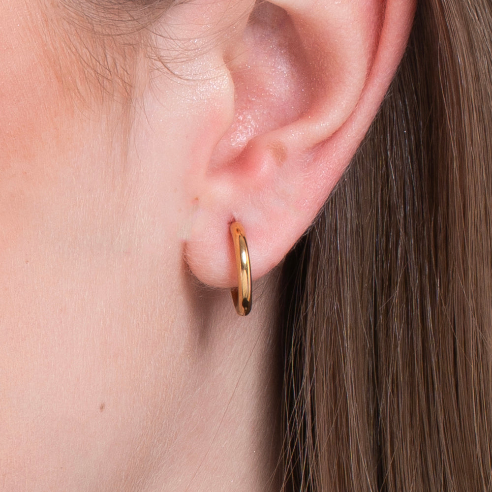 WOMEN'S GOLD PLATED STEEL HOOP EARRINGS 14MM