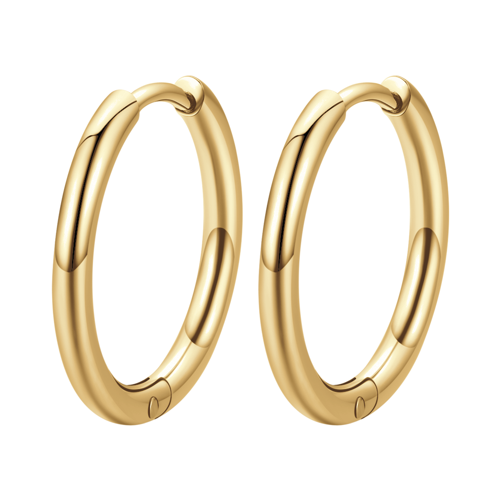 WOMEN'S GOLD PLATED STEEL HOOP EARRINGS 19MM