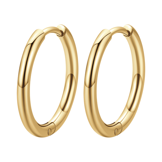 WOMEN'S GOLD PLATED STEEL HOOP EARRINGS 19MM