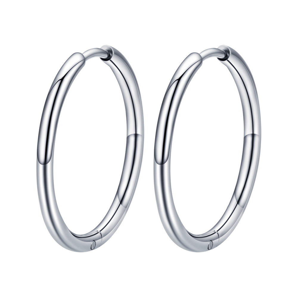 WOMEN'S STEEL HOOP EARRINGS 24MM