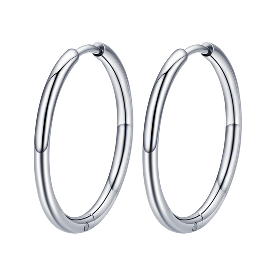 WOMEN'S STEEL HOOP EARRINGS 24MM