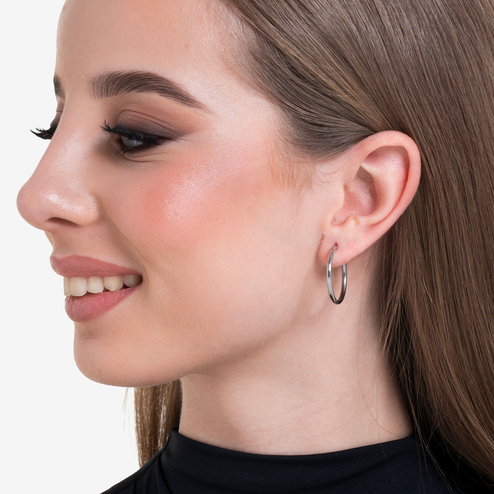 WOMEN'S STEEL HOOP EARRINGS 24MM
