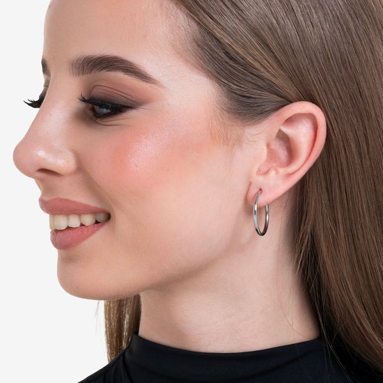 WOMEN'S STEEL HOOP EARRINGS 24MM