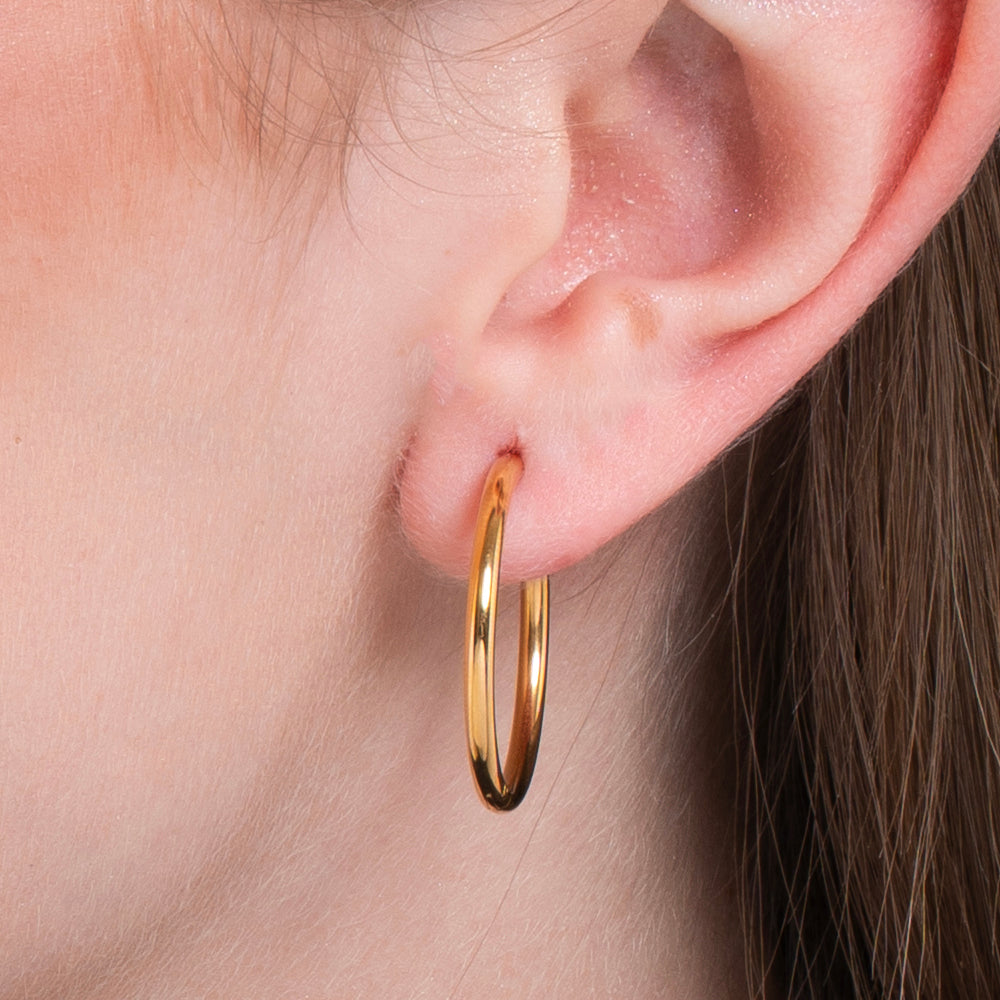 WOMEN'S STEEL HOOP EARRINGS 24MM