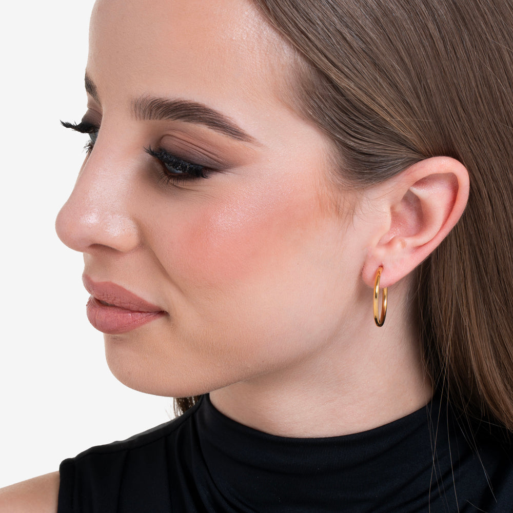 WOMEN'S STEEL HOOP EARRINGS 24MM