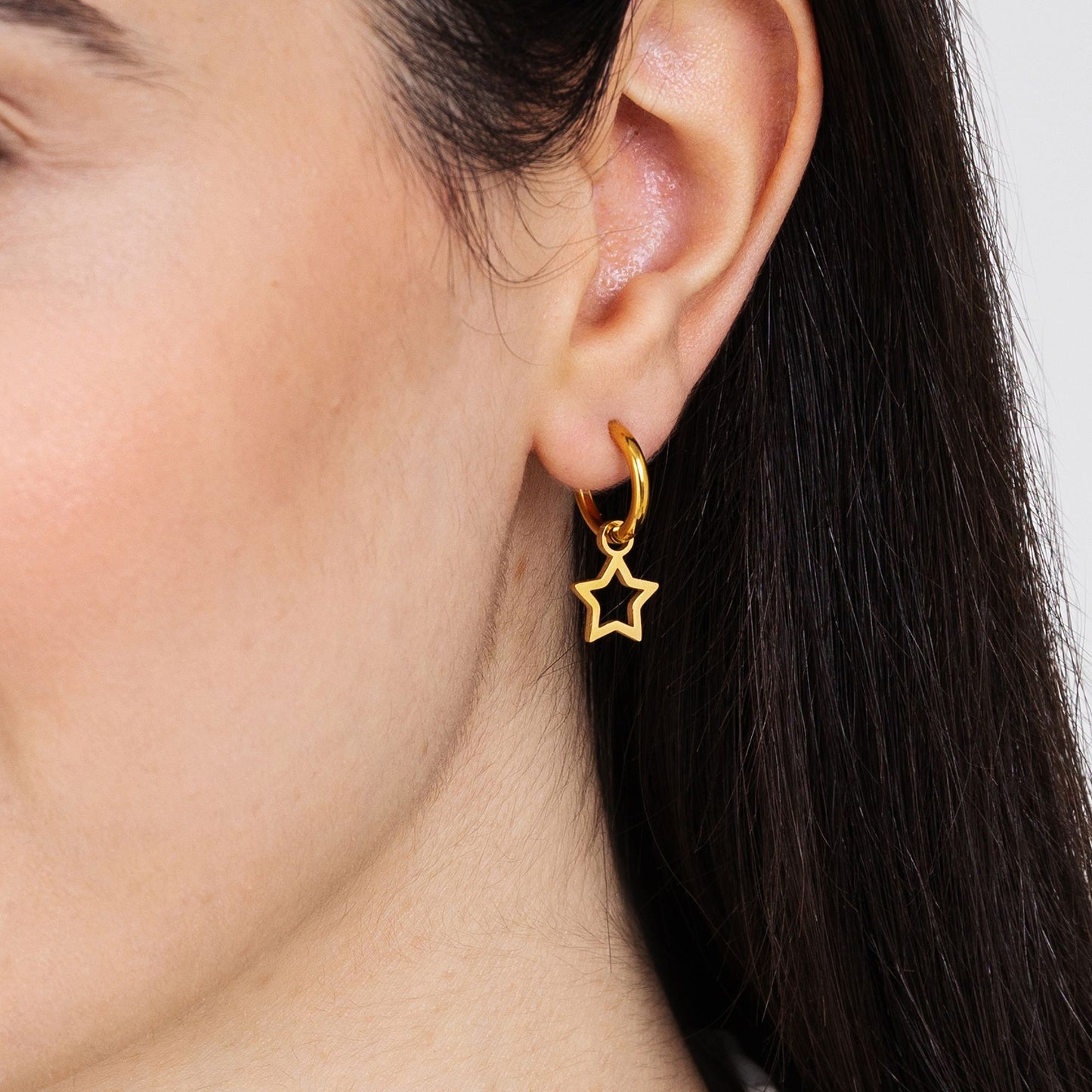 WOMAN'S RIM IN IP GOLD STEEL EARRINGS WITH STAR Luca Barra