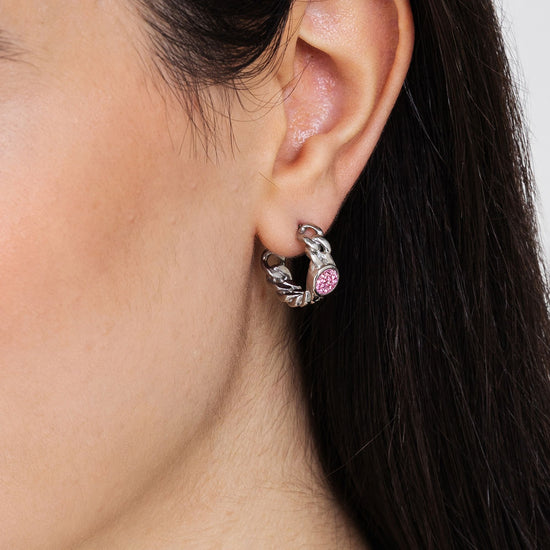 WOMAN'S EARRINGS IN STEEL WITH PINK CRYSTALS Luca Barra