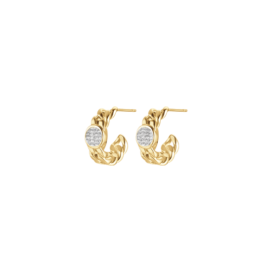 WOMAN'S EARRINGS IN IP GOLD STEEL AND WHITE CRYSTALS Luca Barra