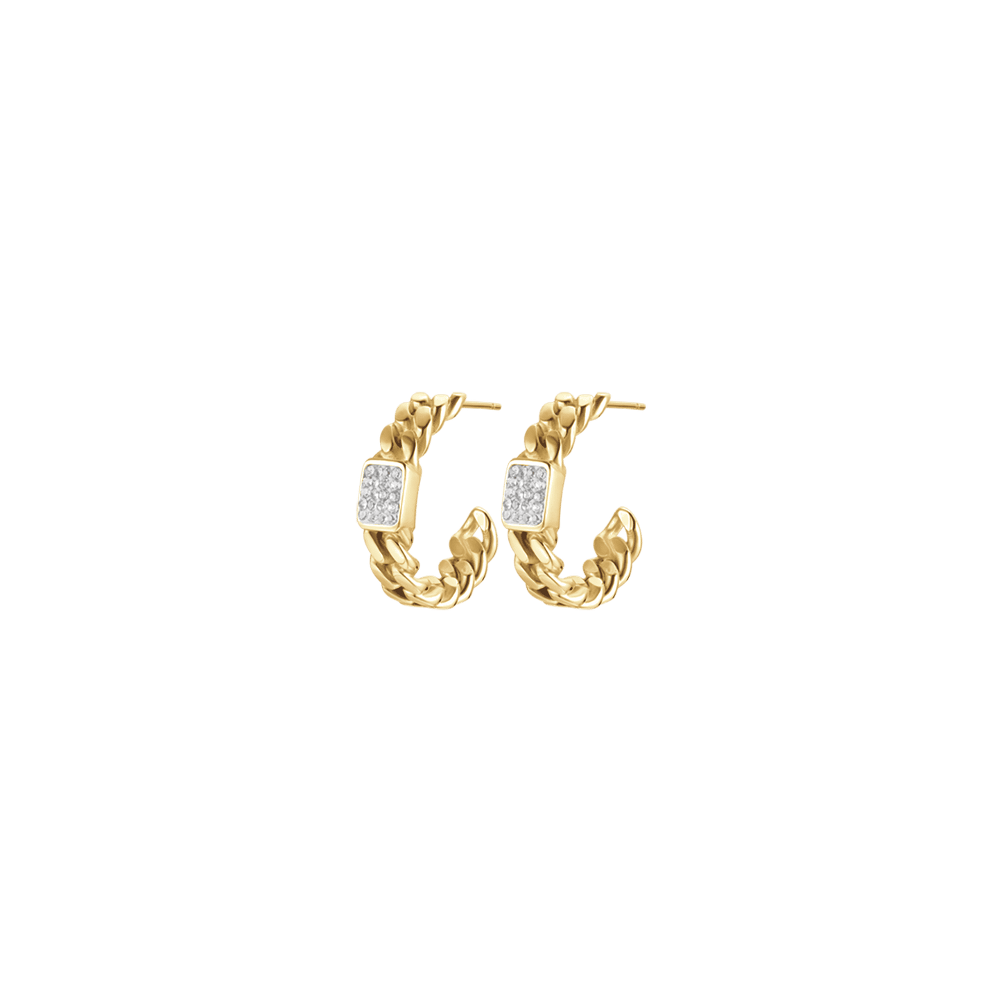 WOMAN'S EARRINGS IN IP GOLD STEEL WITH WHITE CRYSTALS Luca Barra
