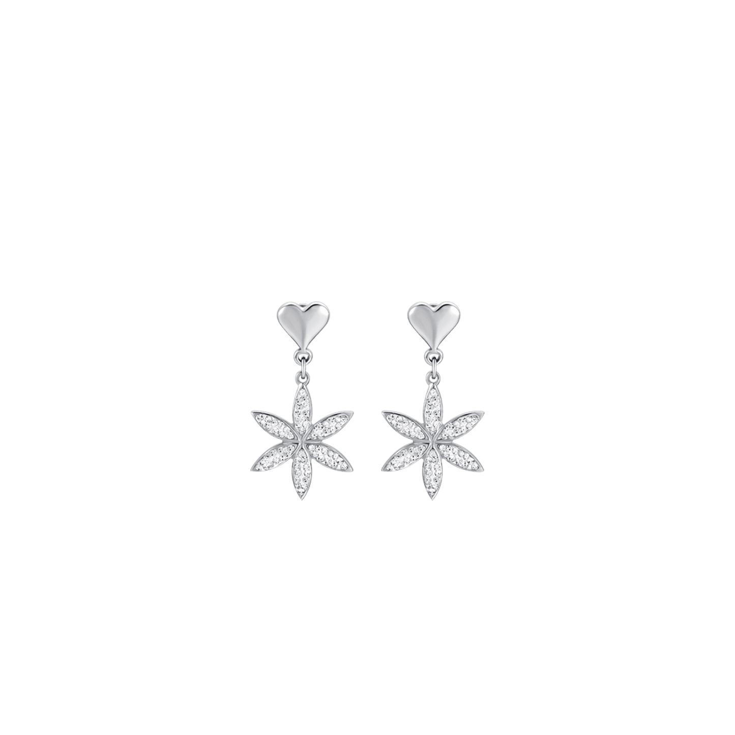 WOMAN'S EARRINGS IN STEEL WITH LIFE FLOWER WITH WHITE CRYSTALS Luca Barra