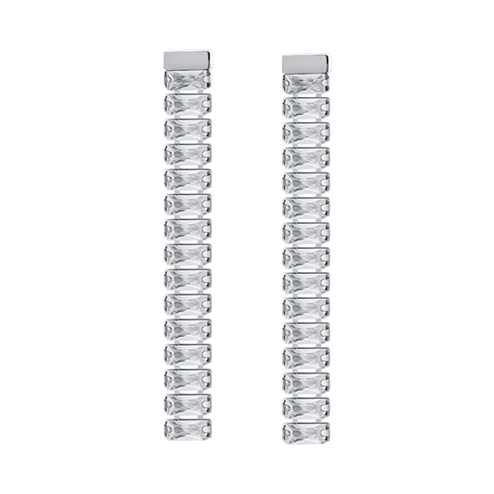 WOMEN'S STEEL EARRINGS WHITE CUBIC ZIRCONIA