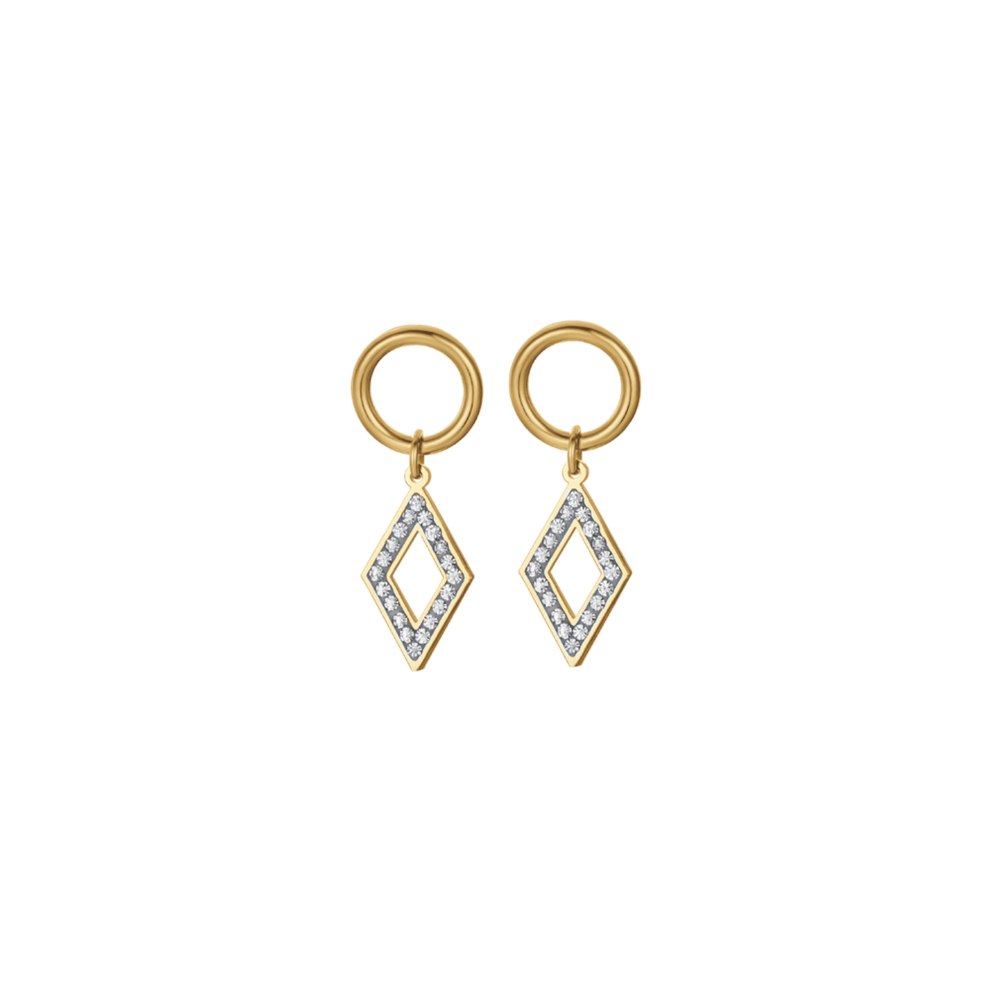 WOMEN'S STEEL EARRINGS WITH WHITE CRYSTALS