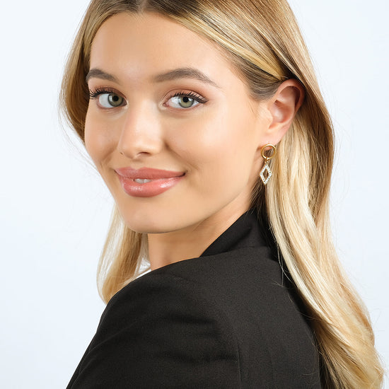 WOMEN'S STEEL EARRINGS WITH WHITE CRYSTALS