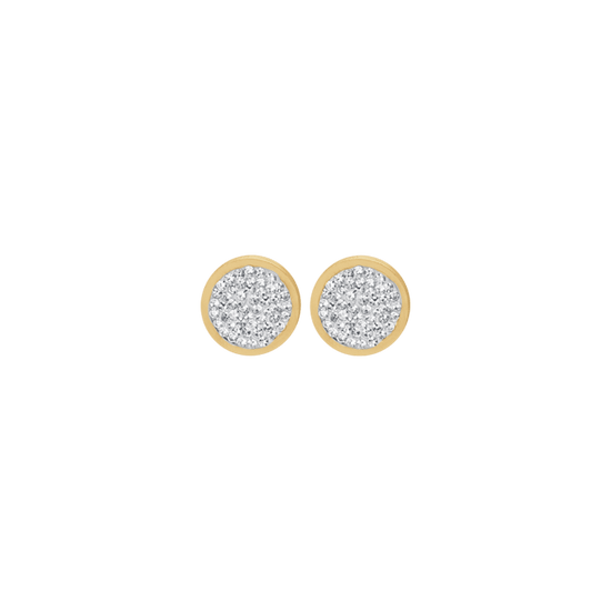 IP GOLD STEEL WOMEN'S EARRINGS WITH WHITE CRYSTALS
