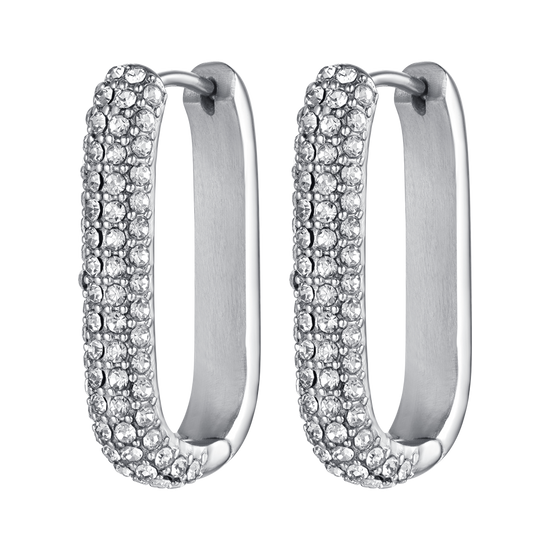 WOMEN'S STEEL EARRINGS WITH WHITE CRYSTALS