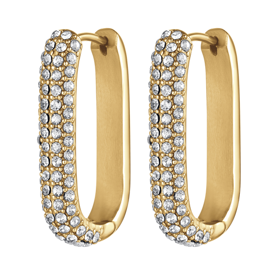 IP GOLD STEEL WOMEN'S EARRINGS WITH WHITE CRYSTALS