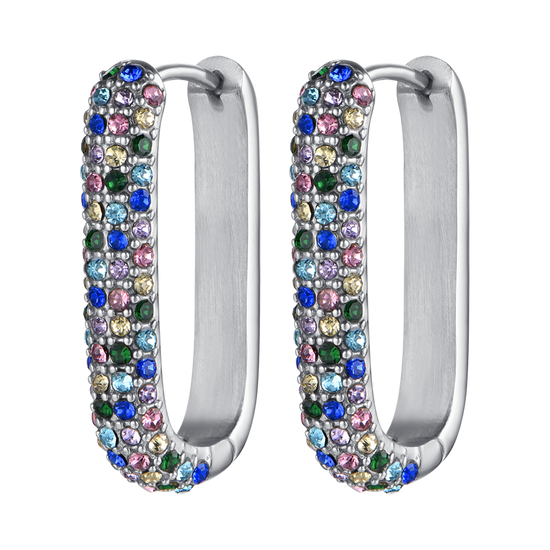 WOMEN'S STEEL EARRINGS WITH MULTICOLOR CRYSTALS