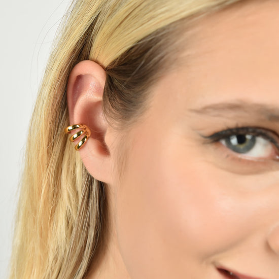 WOMEN'S EAR CUFF IN STEEL IP GOLD Luca Barra