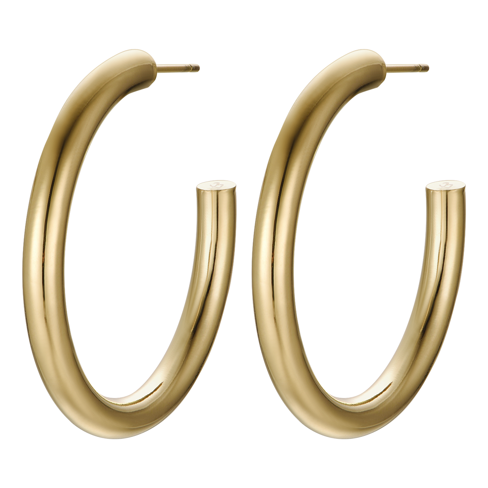 WOMEN'S IP GOLD STEEL HOOPS EARRINGS