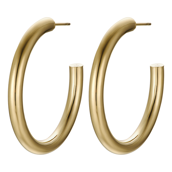 WOMEN'S IP GOLD STEEL HOOPS EARRINGS