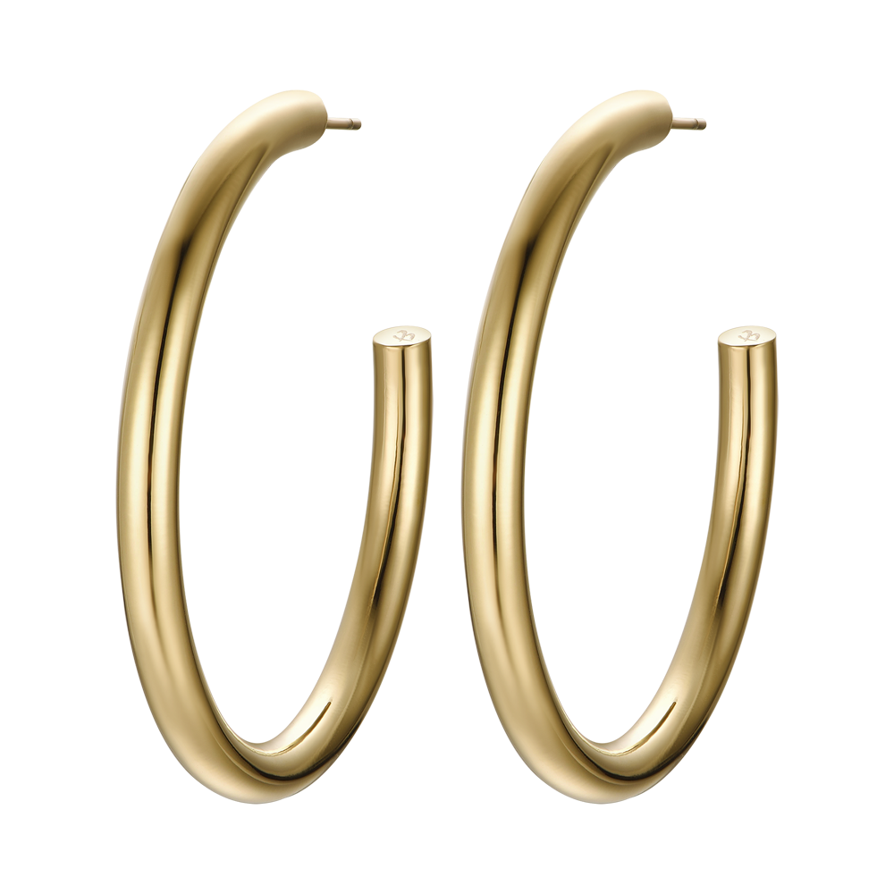 WOMEN'S IP GOLD STEEL HOOPS EARRINGS