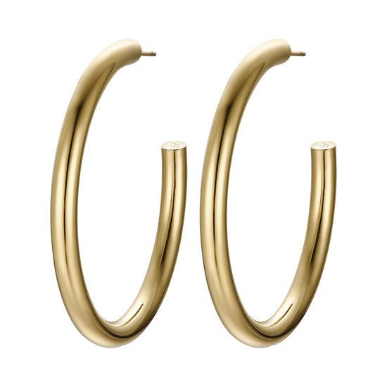 WOMEN'S IP GOLD STEEL HOOPS EARRINGS