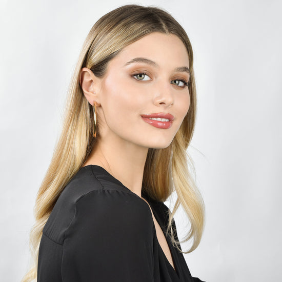 WOMEN'S IP GOLD STEEL HOOPS EARRINGS