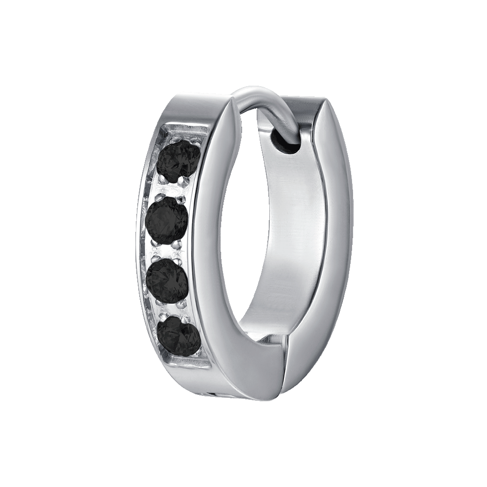 MONO STEEL MEN'S EARRING WITH BLACK CRYSTALS