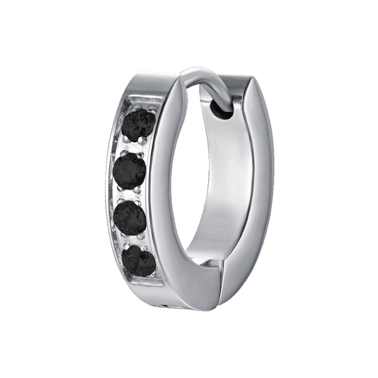 MONO STEEL MEN'S EARRING WITH BLACK CRYSTALS