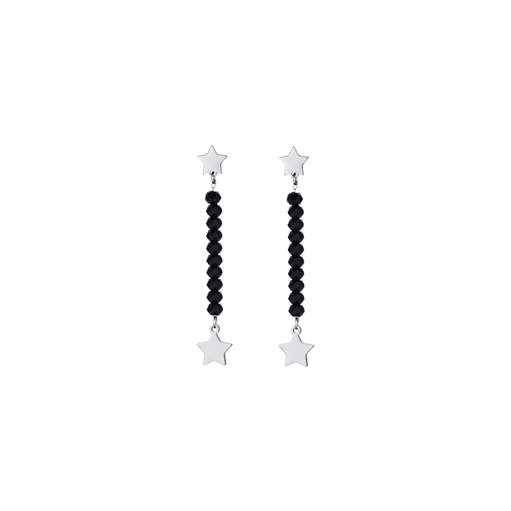 WOMAN'S EARRINGS IN STEEL WITH BLACK CRYSTALS AND STARS Luca Barra