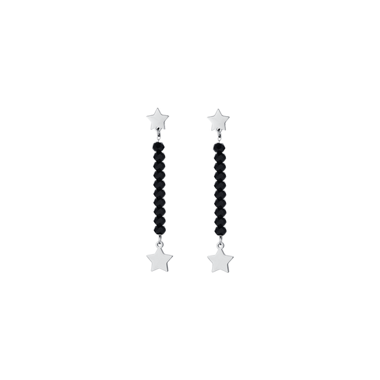 WOMAN'S EARRINGS IN STEEL WITH BLACK CRYSTALS AND STARS Luca Barra
