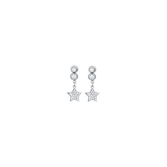WOMEN'S STEEL EARRINGS WITH STARS WITH WHITE CRYSTALS