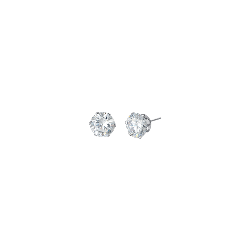 STEEL MEN'S EARRINGS WITH WHITE CRYSTALS