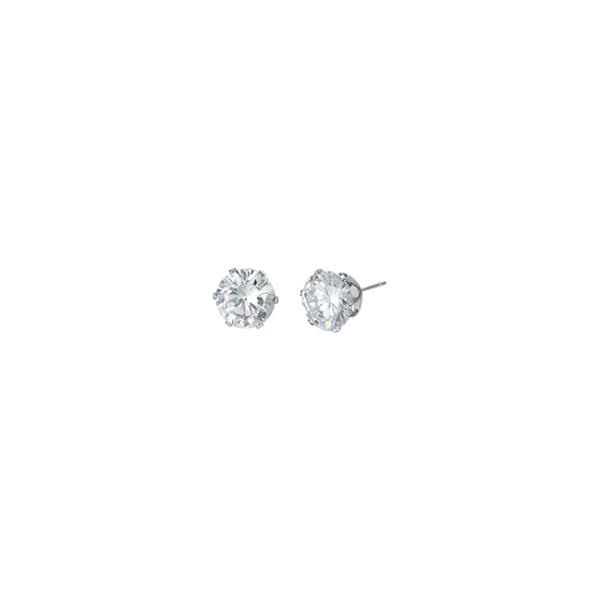 STEEL MEN'S EARRINGS WITH WHITE CRYSTALS