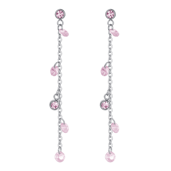 WOMEN'S STEEL EARRINGS PINK CRYSTALS