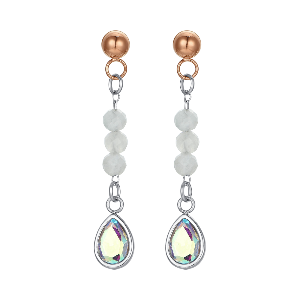 WHITE AGATE STEEL WOMEN'S EARRINGS