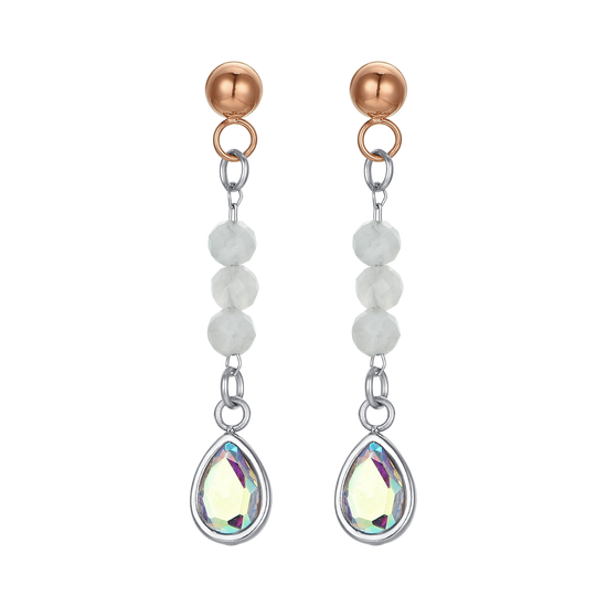 WHITE AGATE STEEL WOMEN'S EARRINGS