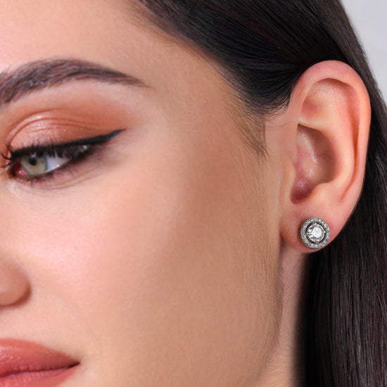 WHITE ZIRCON STEEL WOMEN EARRINGS